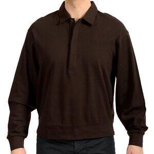 Scuderia Ferrari Men's Chocolate Brown Long Sleeve Polo Shirt US S IT 48
